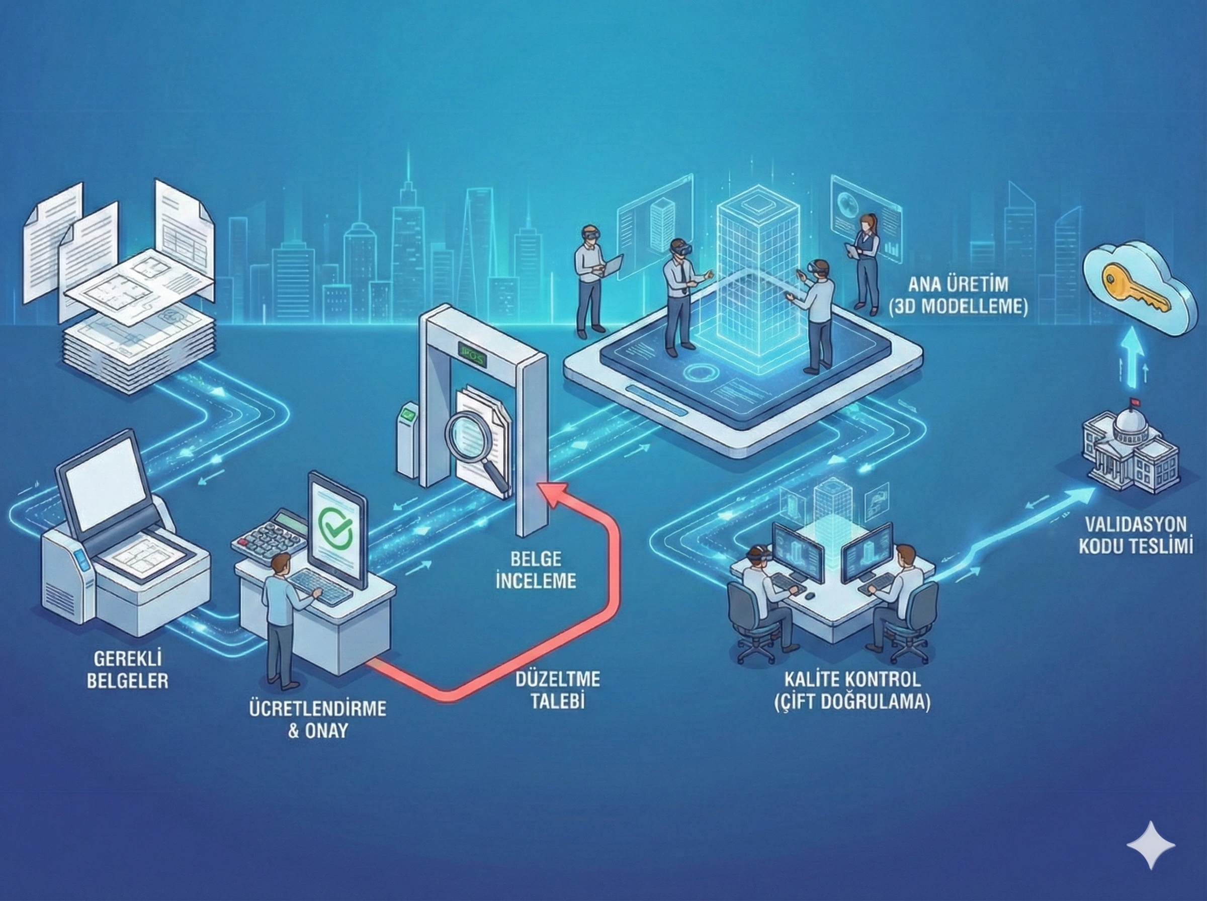 3 Boyutlu (3B) Sayısal Yapı Modeli Üretimi, Türkiye Genelinde TKGM Standartlarında Dijital Bina Üretim Rehberine Tam Uyumlu CityGML Üretimi