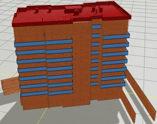 Ortak Teraslı Çatıya Sahip Yapı için 3 Boyutlu Sayısal Yapı Modeli Örneği
