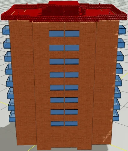 Ortak Teraslı Çatıya Sahip Yapı için 3 Boyutlu Sayısal Yapı Modeli Örneği