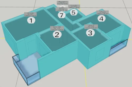 Ortak Teraslı Çatıya Sahip Yapı için 3 Boyutlu Sayısal Yapı Modeli Örneği - Bağımsız Bölüm Kısımları