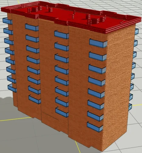 Ortak Teraslı Çatıya Sahip Yapı için 3 Boyutlu Sayısal Yapı Modeli Örneği