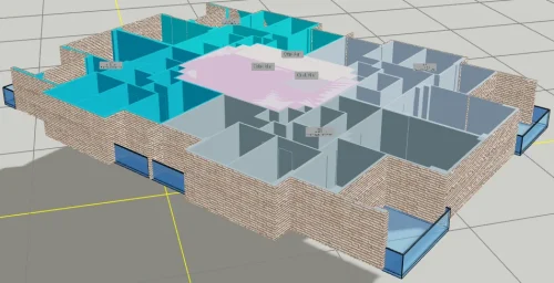 Eğimli Çatıya Sahip Yapı için 3 Boyutlu Sayısal Yapı Modeli Örneği - Kat Modeli