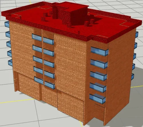 Ortak Teraslı Çatıya Sahip Yapı için 3 Boyutlu Sayısal Yapı Modeli Örneği