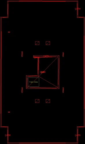 Ortak Teraslı Çatıya Sahip Yapı için 3 Boyutlu Sayısal Yapı Modeli Örneği - Çatı Çizimi