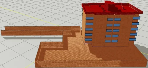 Ortak Teraslı Çatıya Sahip Yapı için 3 Boyutlu Sayısal Yapı Modeli Örneği