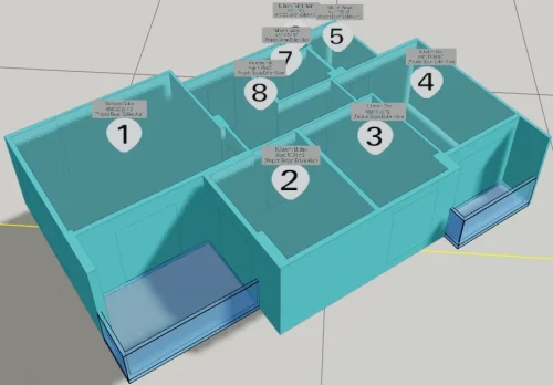 Ortak Teraslı Çatıya Sahip Yapı için 3 Boyutlu Sayısal Yapı Modeli Örneği - Bağımsız Bölüm Kısımları
