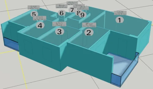 Eğimli Çatıya Sahip Yapı için 3 Boyutlu Sayısal Yapı Modeli Örneği - Bağımsız Bölüm Kısımları