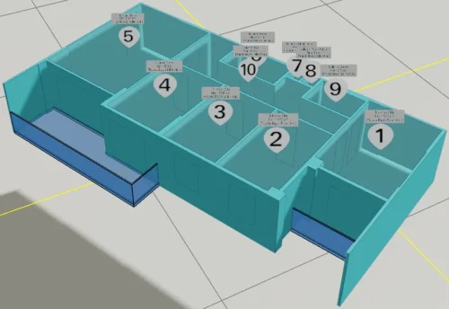 Ortak Teraslı Çatıya Sahip Yapı için 3 Boyutlu Sayısal Yapı Modeli Örneği - Bağımsız Bölüm Kısımları