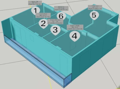 Sayısallaştırma Yoluyla Model Üretimi Gerçekleştirilen 3 Boyutlu Sayısal Yapı Modeli Örneği - Bağımsız Bölüm Kısımları
