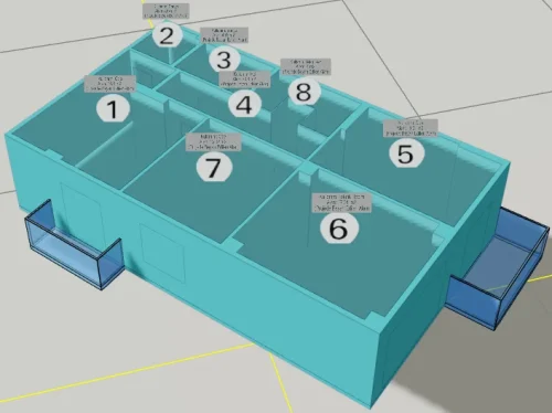 Tripleks Villa için 3 Boyutlu Sayısal Yapı Modeli Örneği - Bağımsız Bölüm Kısımları