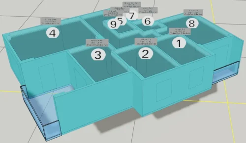 Yarı Ortak Teraslı Yapı için 3 Boyutlu Sayısal Yapı Modeli Örneği - Bağımsız Bölüm Kısımları