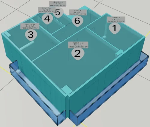 Çatı Katlı Yapı için 3 Boyutlu Sayısal Yapı Modeli Örneği - Bağımsız Bölüm Kısımları