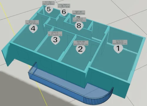 Oval Balkonlu ve L Tipi Yapı için 3 Boyutlu Sayısal Yapı Modeli Örneği - Bağımsız Bölüm Kısımları