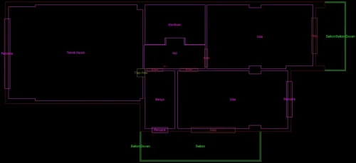 Dubleks Yapı için 3 Boyutlu Sayısal Yapı Modeli Örneği - Kat Planı Çizimi