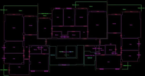 Ortak Teraslı Çatıya Sahip Yapı için 3 Boyutlu Sayısal Yapı Modeli Örneği - Kat Planı Çizimi