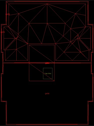 Yarı Ortak Teraslı Yapı için 3 Boyutlu Sayısal Yapı Modeli Örneği - Çatı Çizimi