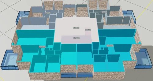 Eğimli Çatıya Sahip Yapı için 3 Boyutlu Sayısal Yapı Modeli Örneği - Kat Modeli