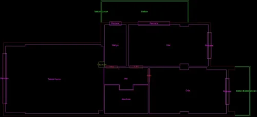 Dubleks Yapı için 3 Boyutlu Sayısal Yapı Modeli Örneği - Kat Planı Çizimi