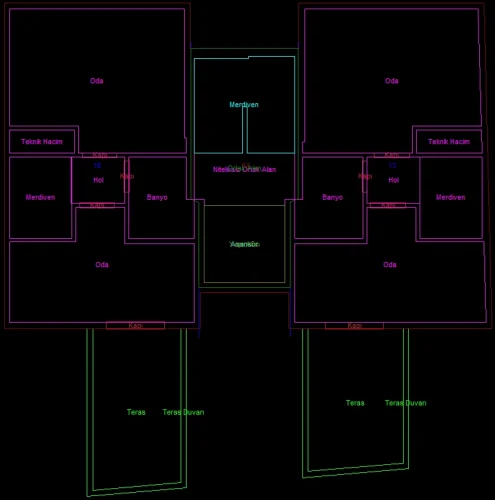 Çatı Katlı Yapı için 3 Boyutlu Sayısal Yapı Modeli Örneği - Kat Planı Çizimi