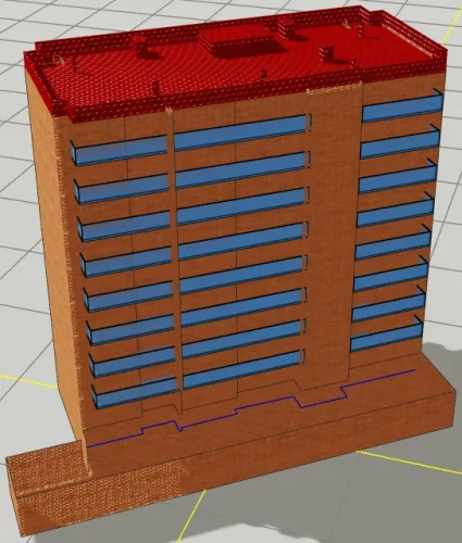 Ortak Teraslı Çatıya Sahip Yapı için 3 Boyutlu Sayısal Yapı Modeli Örneği